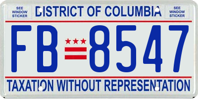 DC license plate FB8547