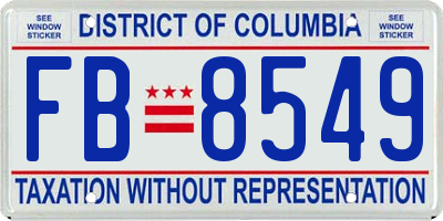 DC license plate FB8549