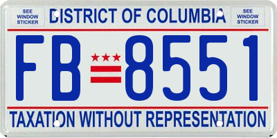 DC license plate FB8551