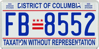 DC license plate FB8552