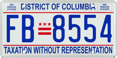 DC license plate FB8554