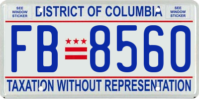 DC license plate FB8560