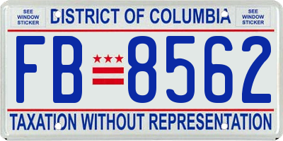 DC license plate FB8562