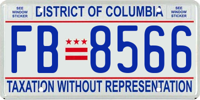 DC license plate FB8566