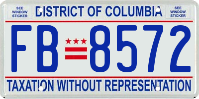 DC license plate FB8572