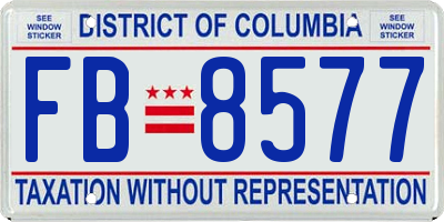 DC license plate FB8577