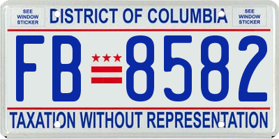 DC license plate FB8582