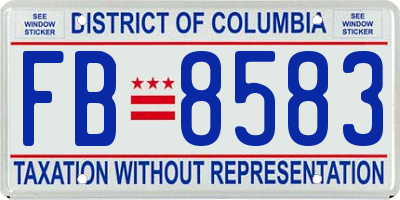 DC license plate FB8583