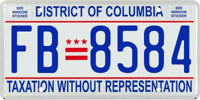 DC license plate FB8584