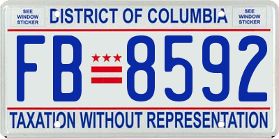 DC license plate FB8592