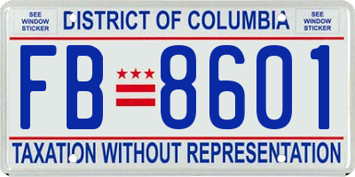 DC license plate FB8601