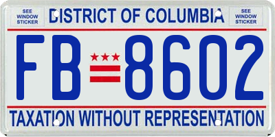 DC license plate FB8602