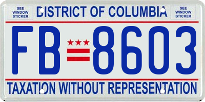 DC license plate FB8603