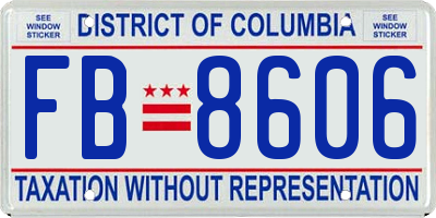 DC license plate FB8606