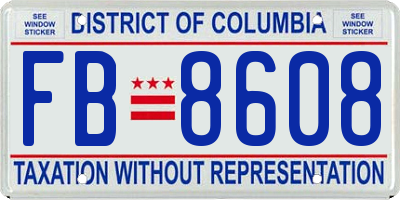 DC license plate FB8608