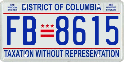 DC license plate FB8615