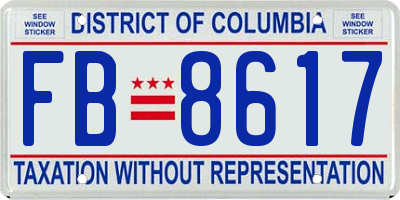 DC license plate FB8617