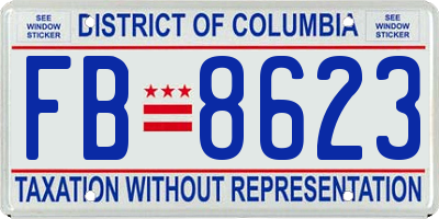 DC license plate FB8623