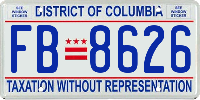 DC license plate FB8626