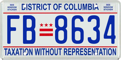 DC license plate FB8634