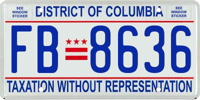 DC license plate FB8636