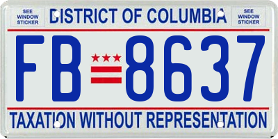 DC license plate FB8637