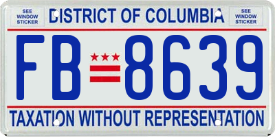 DC license plate FB8639