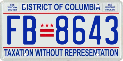 DC license plate FB8643