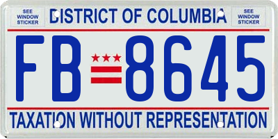 DC license plate FB8645