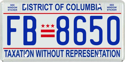 DC license plate FB8650