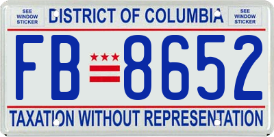 DC license plate FB8652