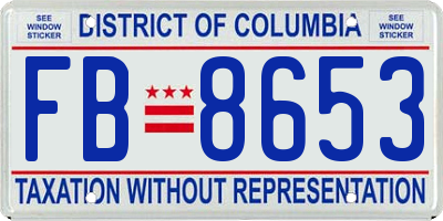 DC license plate FB8653