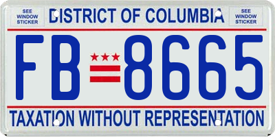 DC license plate FB8665