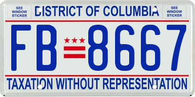 DC license plate FB8667