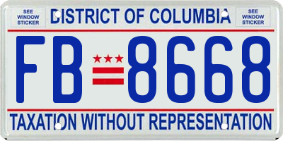 DC license plate FB8668