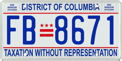 DC license plate FB8671