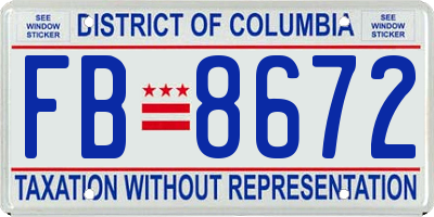 DC license plate FB8672