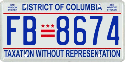 DC license plate FB8674