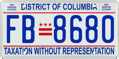 DC license plate FB8680