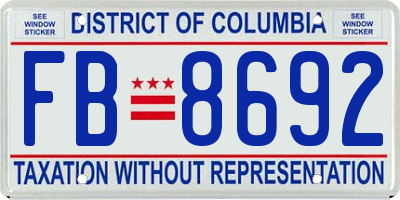 DC license plate FB8692