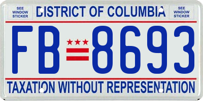 DC license plate FB8693