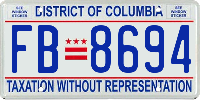 DC license plate FB8694