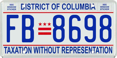 DC license plate FB8698