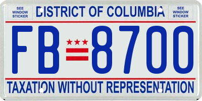 DC license plate FB8700