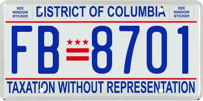 DC license plate FB8701