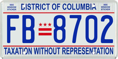 DC license plate FB8702