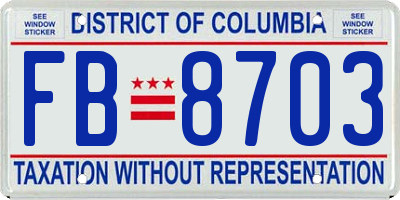 DC license plate FB8703