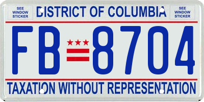 DC license plate FB8704