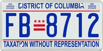 DC license plate FB8712