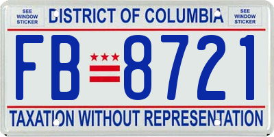 DC license plate FB8721